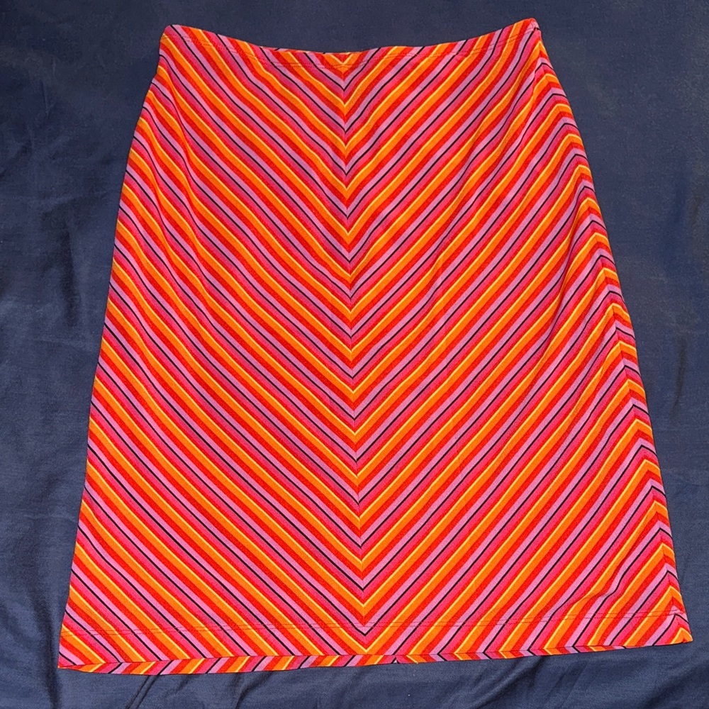 Guess Red and Pink Chevron A-Line Skirt